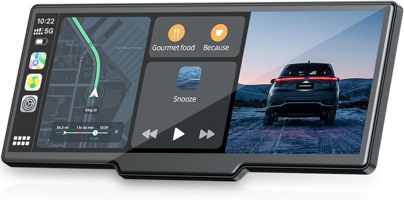 Topexplore 9.26'' Carplay Screen for Car with 2.5K Dash Cam and 1080P Backup Camera Portable Wireless Android Auto Screen GPS Navigation Mirror Link Voice Control Hands-Free for iOS 11+ Android 11+ - Image 1